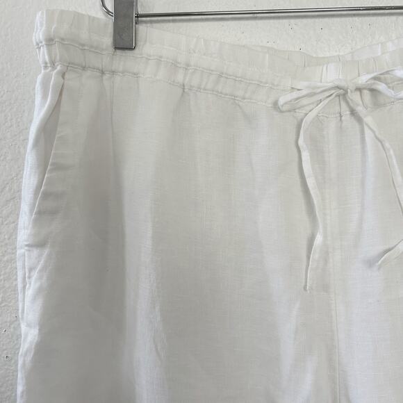 Women's White Linen Pants Charter Club Sz XL Drawstring Coastal Lagenlook Resort - Picture 4 of 10